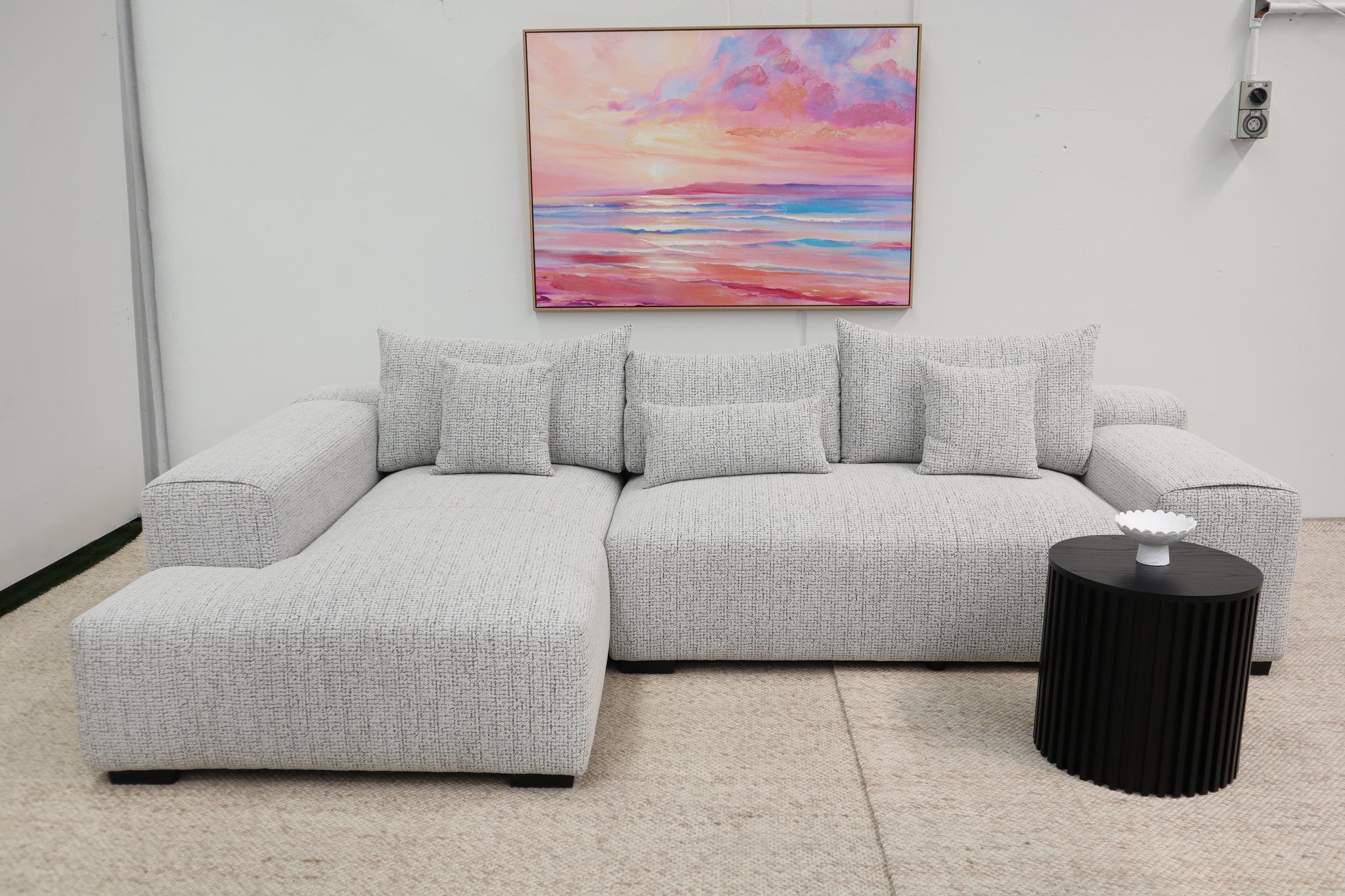 VOLUZZI SALT + PEPPER 3 SEATER CHAISE
