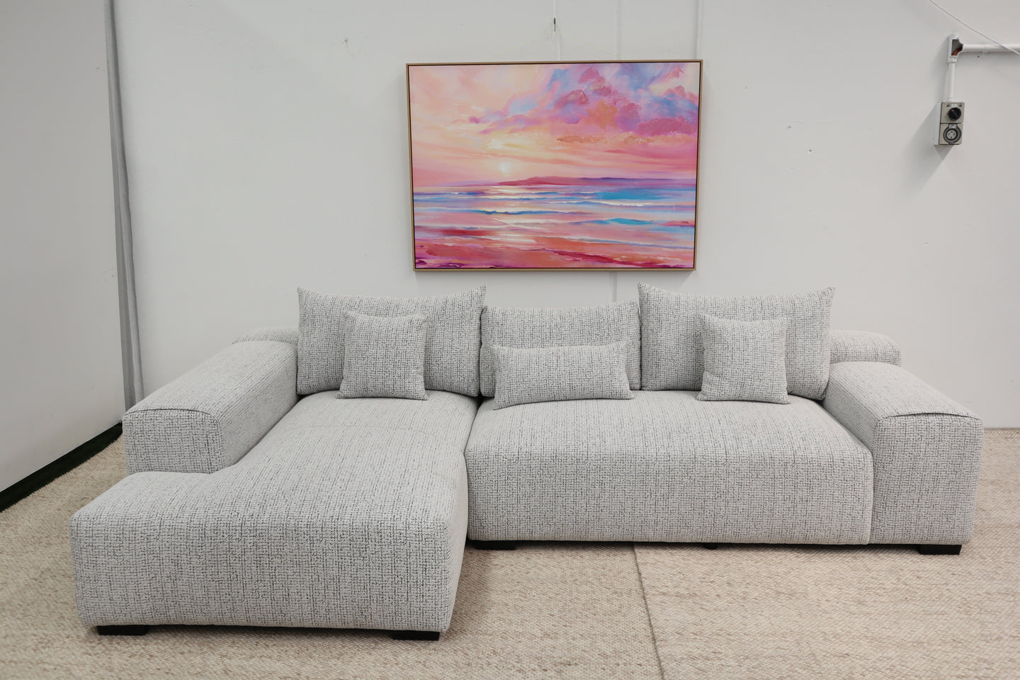 VOLUZZI SALT + PEPPER 3 SEATER CHAISE
