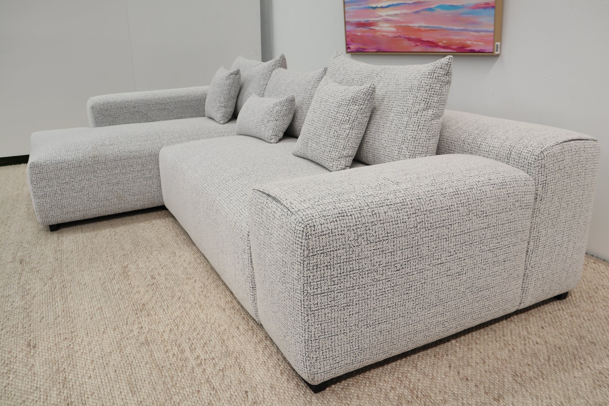 VOLUZZI SALT + PEPPER 3 SEATER CHAISE