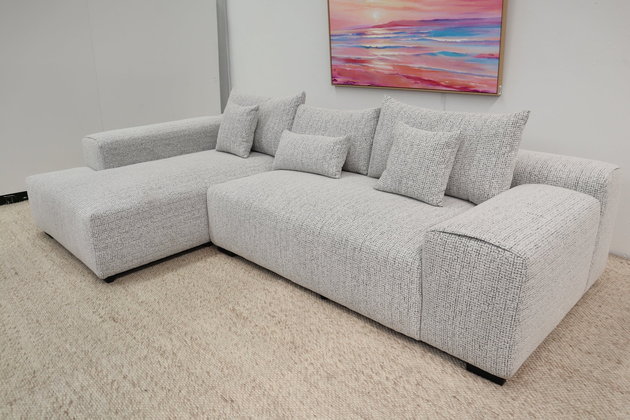 VOLUZZI SALT + PEPPER 3 SEATER CHAISE