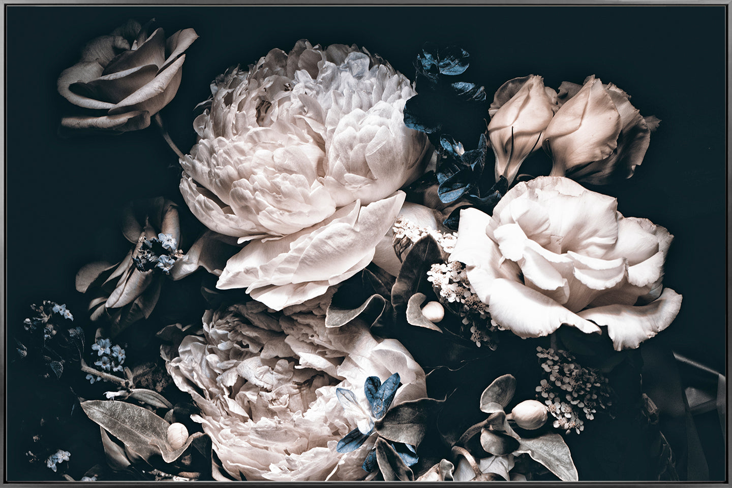 FLORAL GLASS ART BLACK FRAME
