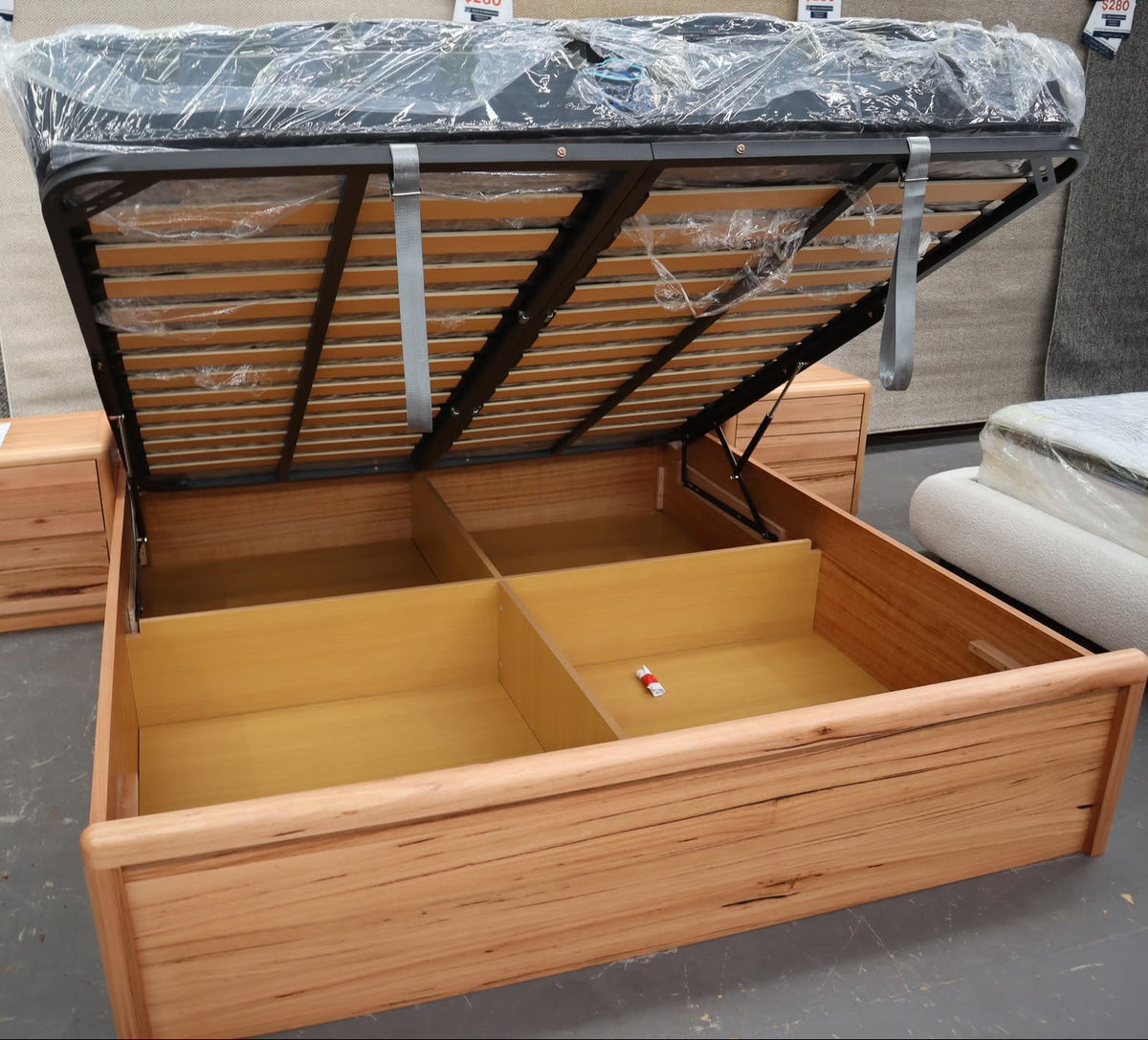 AVERY MESSMATE QUEEN BED WITH GAS LIFT STORAGE