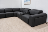NOAH BLACK LEATHER ELECTRIC CORNER LOUNGE SUITE