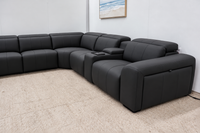 NOAH BLACK LEATHER ELECTRIC CORNER LOUNGE SUITE
