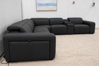 NOAH BLACK LEATHER ELECTRIC CORNER LOUNGE SUITE