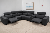 NOAH BLACK LEATHER ELECTRIC CORNER LOUNGE SUITE