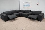 NOAH BLACK LEATHER ELECTRIC CORNER LOUNGE SUITE