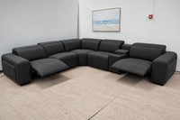 NOAH BLACK LEATHER ELECTRIC CORNER LOUNGE SUITE