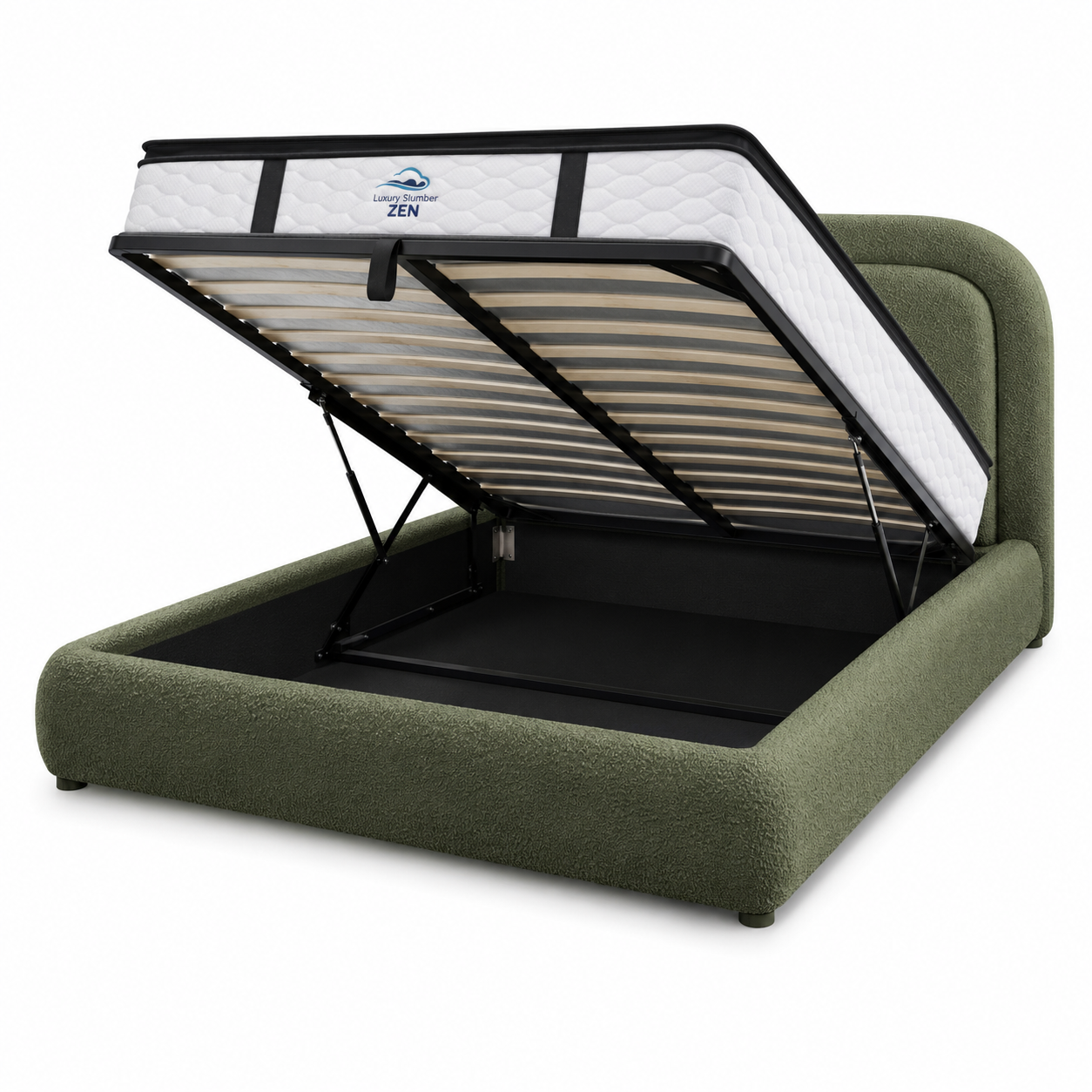 LILLY GAS LIFT GREEN DOUBLE BED