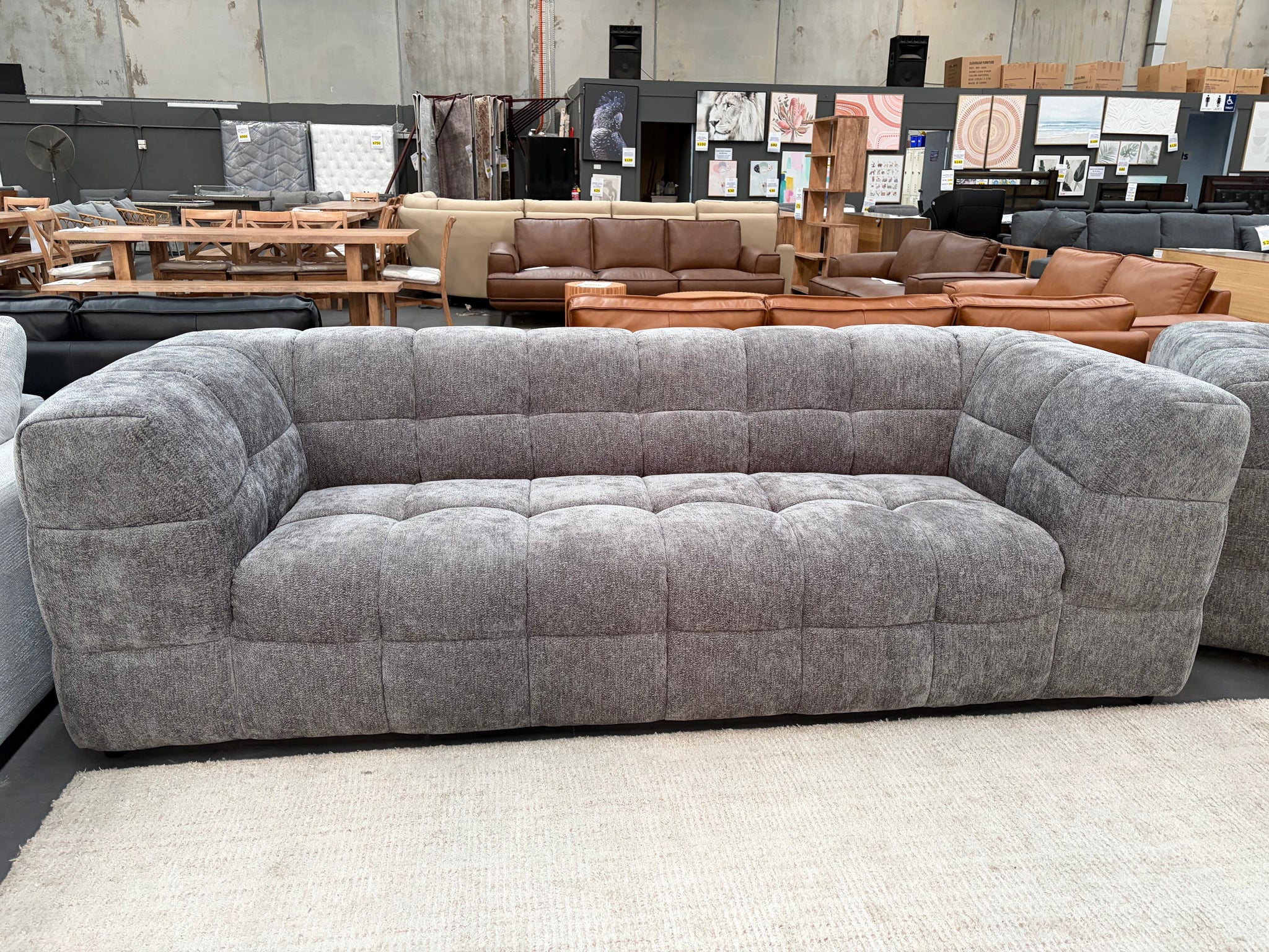 ZOE GREY FABRIC 3 SEATER
