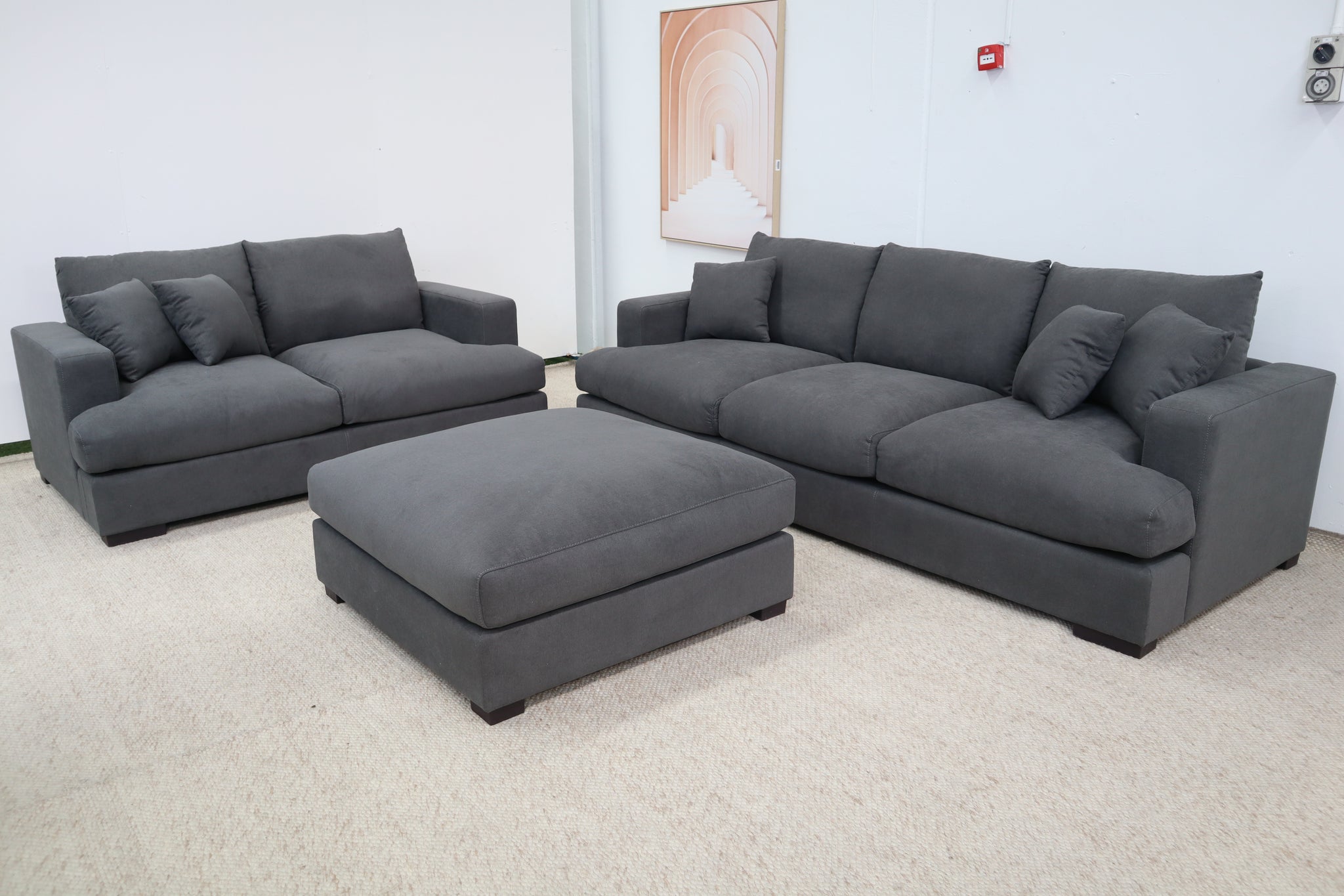 HALLE N6 DARK GREY FABRIC 2 SEATER