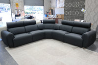 HAMISH BLACK LEATHER ELECTRIC CORNER LOUNGE SUITE