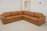 HAMILL TAN LEATHER CORNER LOUNGE