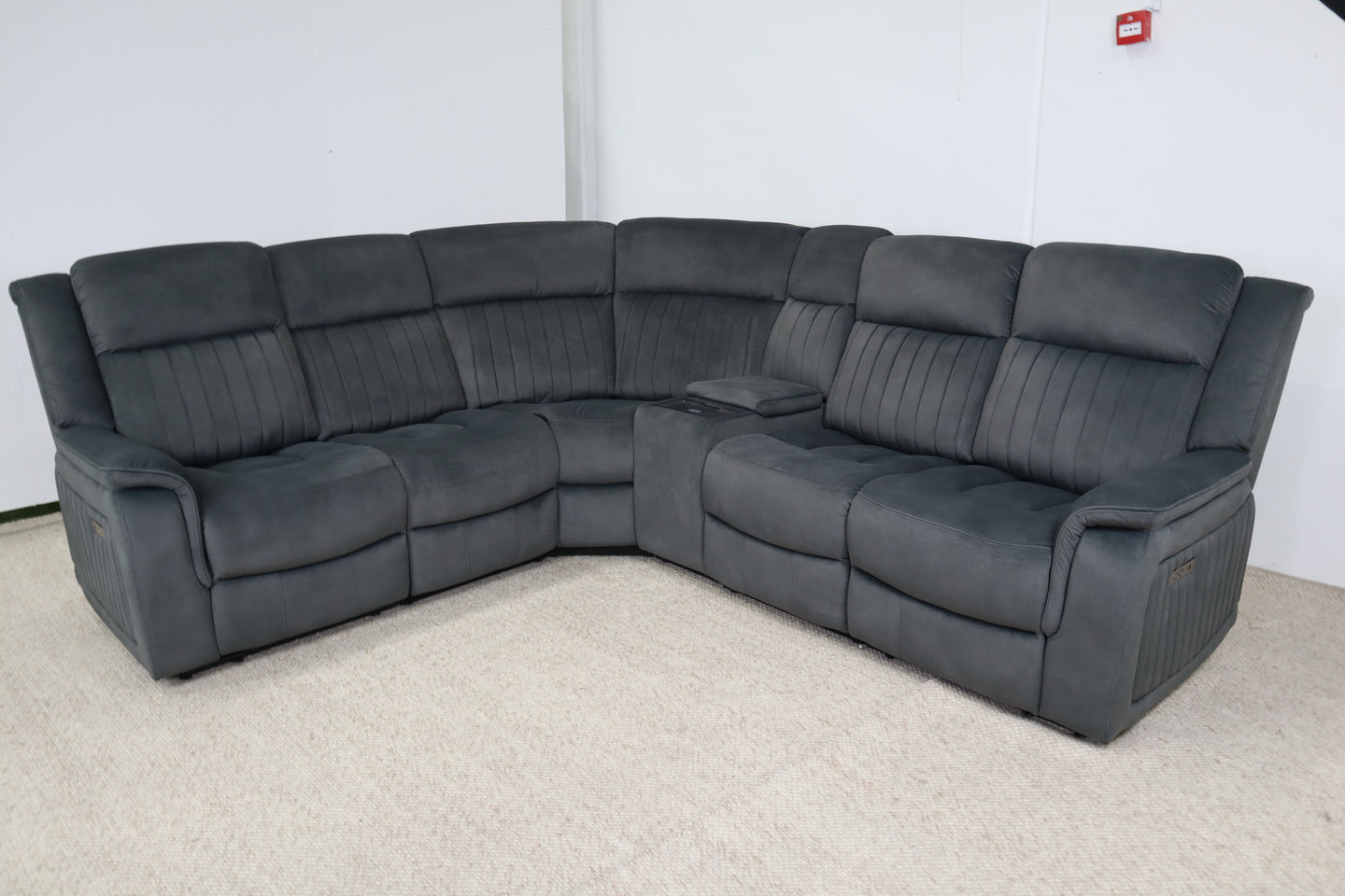 PAYTON DARK GREY FABRIC ELECTRIC CORNER LOUNGE
