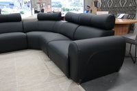 HAMISH BLACK LEATHER ELECTRIC CORNER LOUNGE SUITE