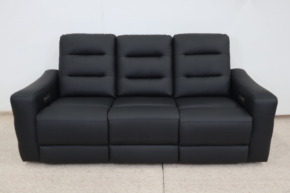 MELBOURNE BLACK LEATHER 3 SEATER