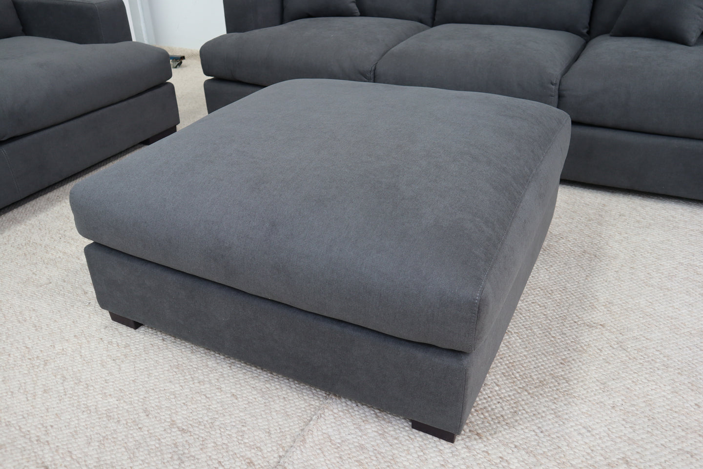 HALLE N6 DARK GREY FABRIC OTTOMAN