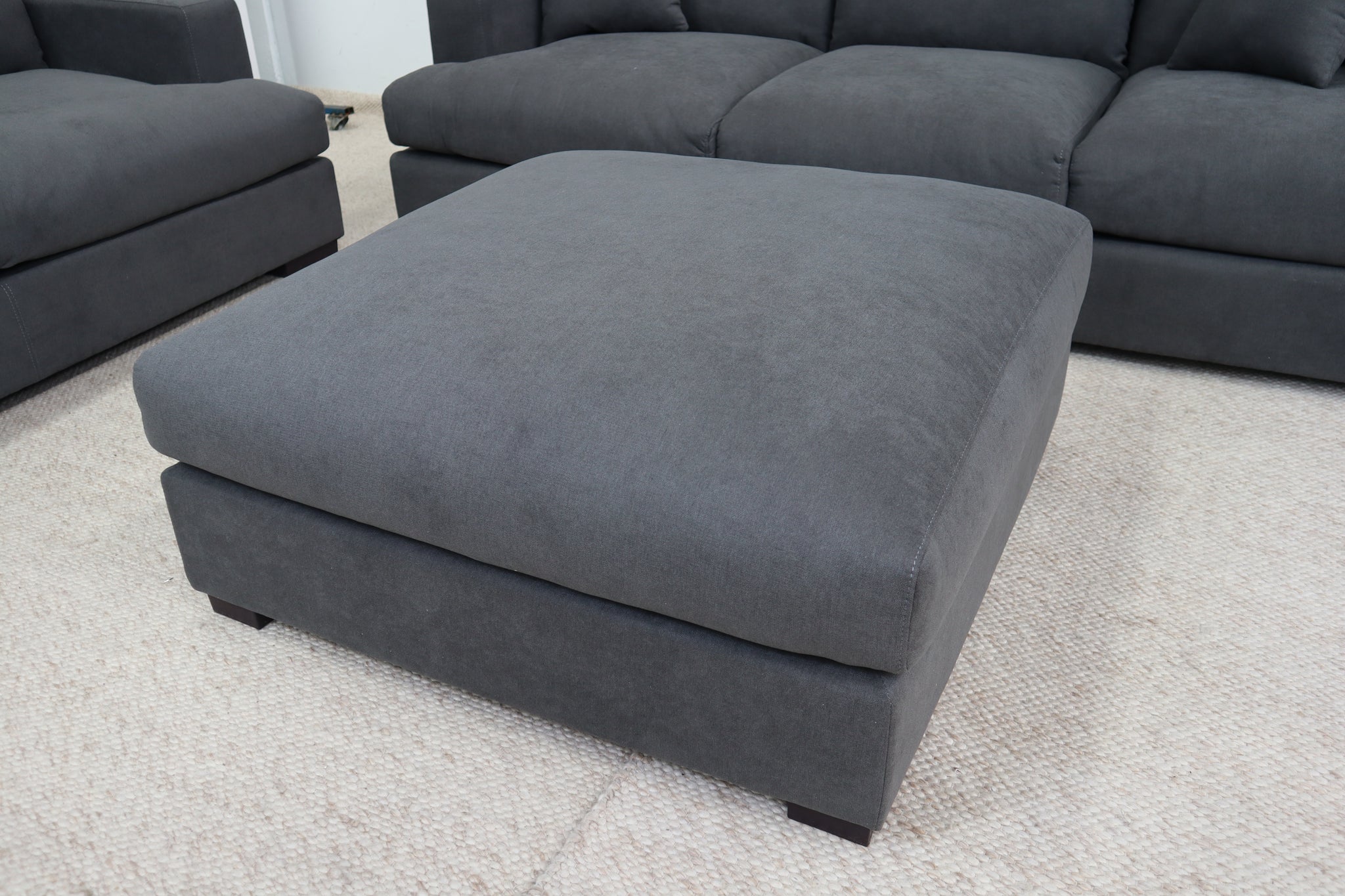 HALLE N6 DARK GREY FABRIC OTTOMAN