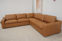 HAMILL TAN LEATHER CORNER LOUNGE