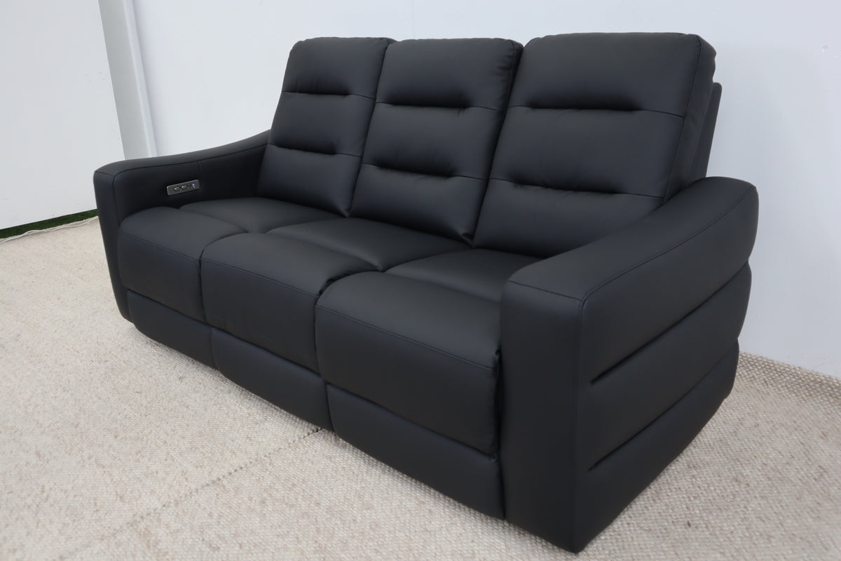 MELBOURNE BLACK LEATHER 3 SEATER