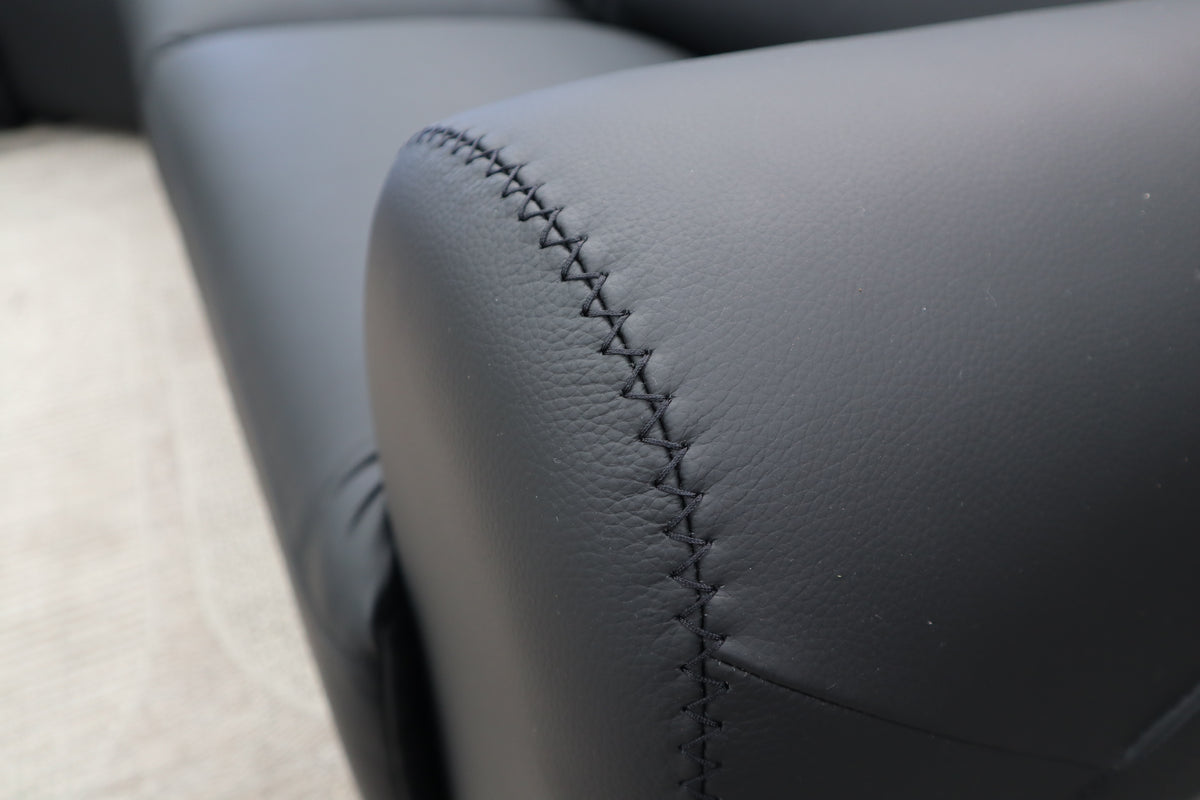 HAMISH BLACK LEATHER ELECTRIC CORNER LOUNGE SUITE