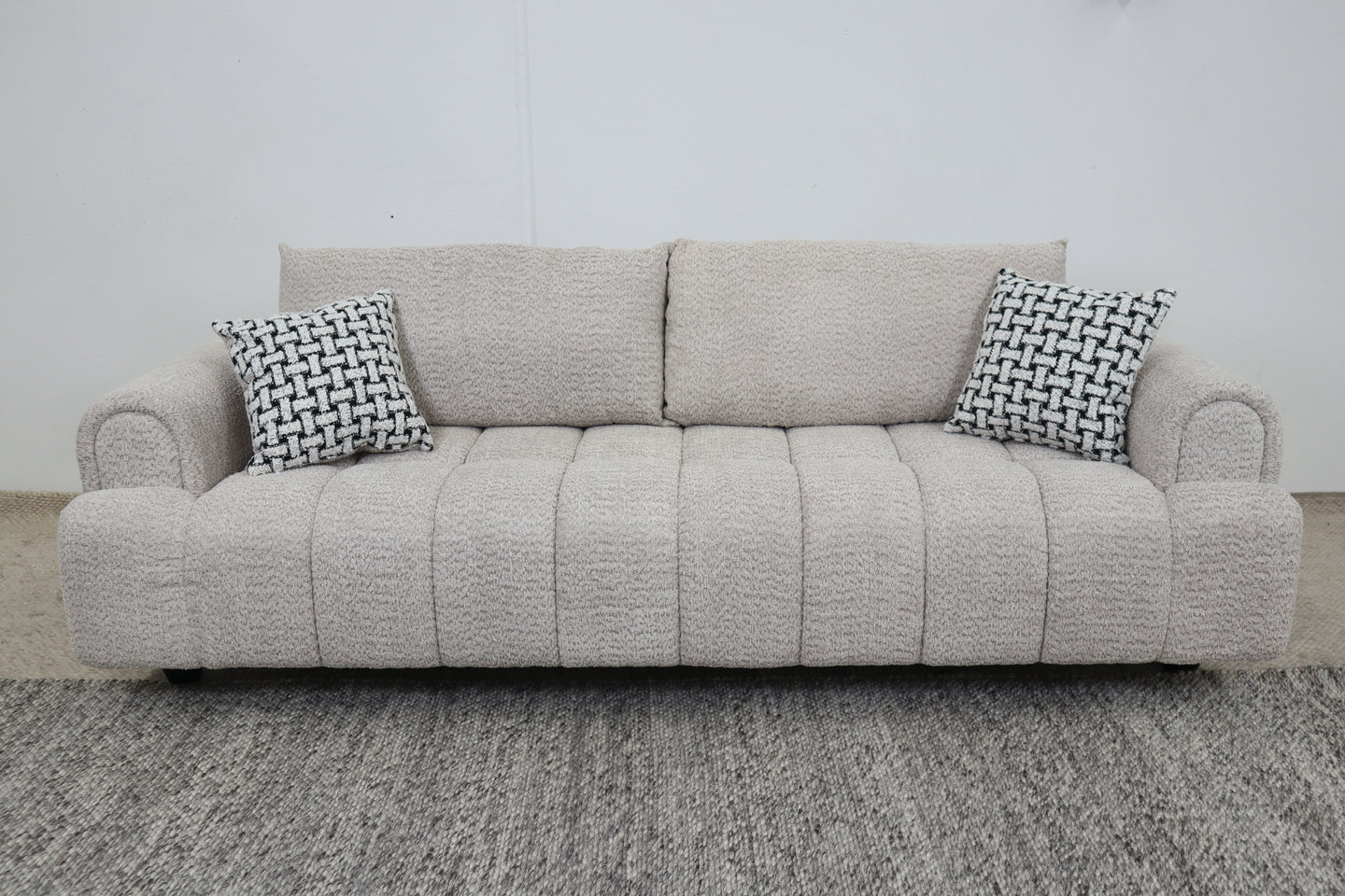 ZARLI OATMEAL FABRIC 3 SEATER