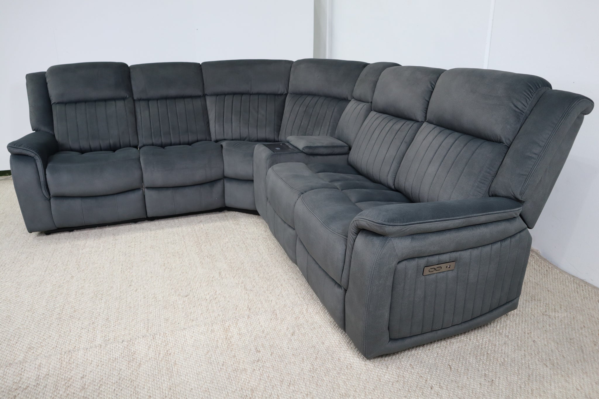 PAYTON DARK GREY FABRIC ELECTRIC CORNER LOUNGE