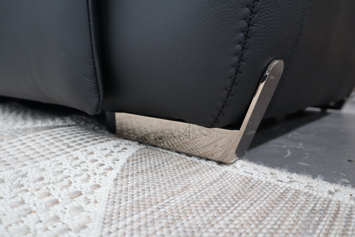 HAMISH BLACK LEATHER ELECTRIC CORNER LOUNGE SUITE