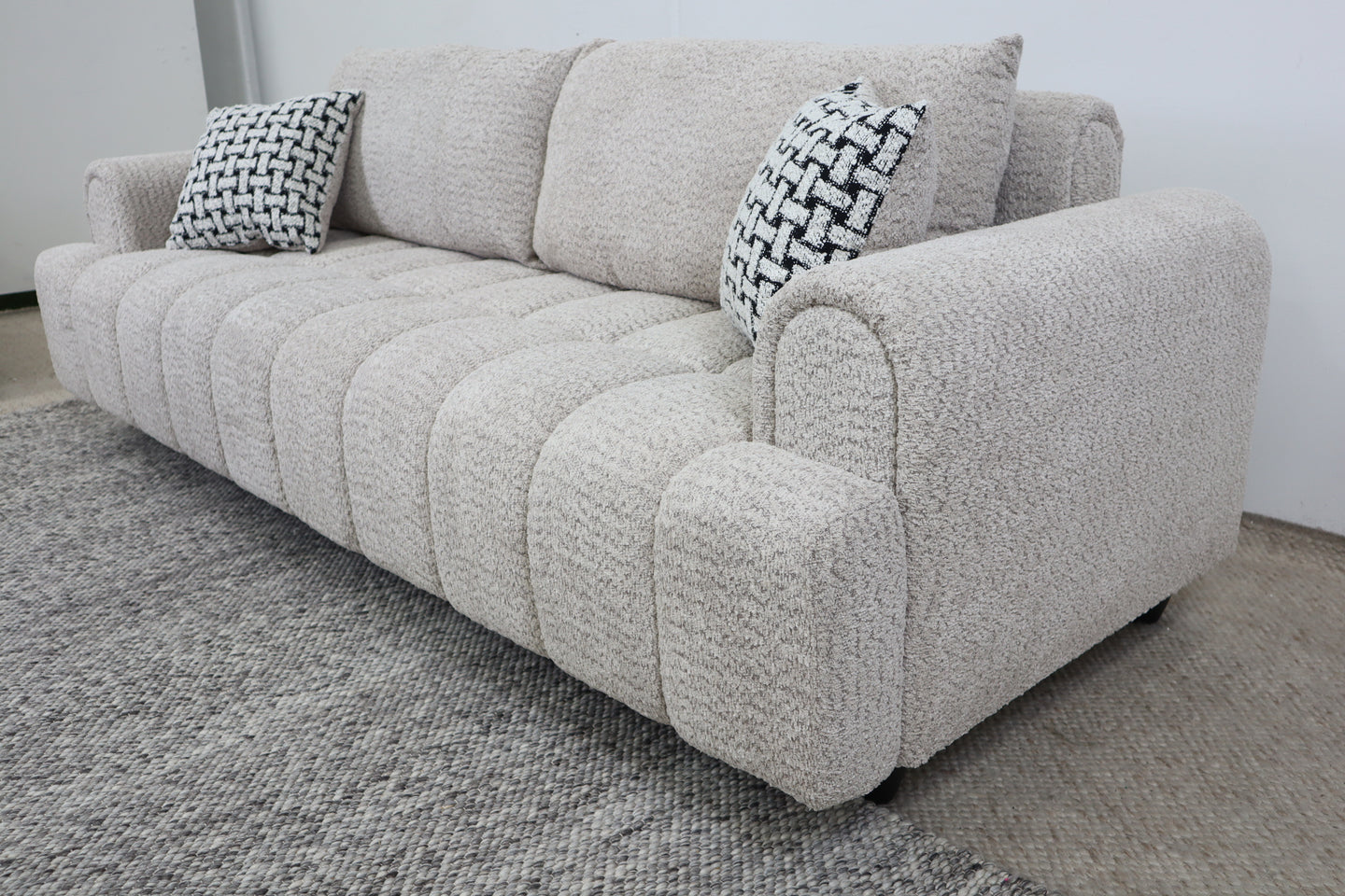 ZARLI OATMEAL FABRIC 3 SEATER