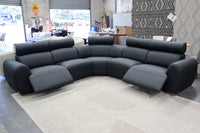 HAMISH BLACK LEATHER ELECTRIC CORNER LOUNGE SUITE
