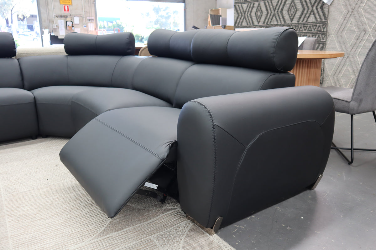 HAMISH BLACK LEATHER ELECTRIC CORNER LOUNGE SUITE
