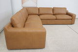 HAMILL TAN LEATHER CORNER LOUNGE