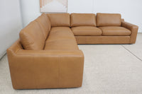 HAMILL TAN LEATHER CORNER LOUNGE