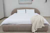 TAYA TAUPE FABRIC QUEEN BED