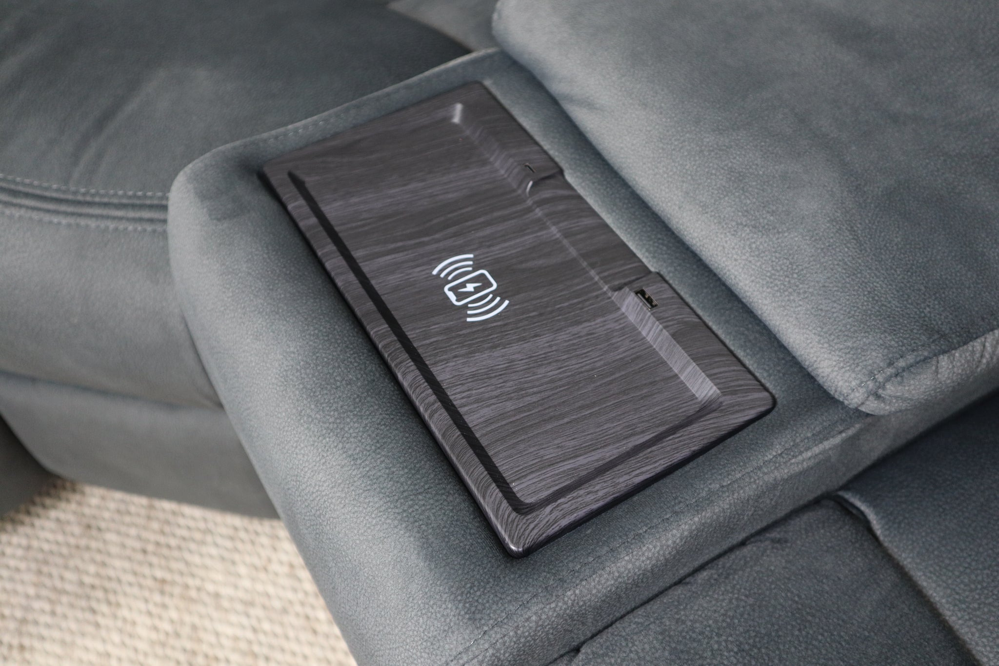 PAYTON DARK GREY FABRIC ELECTRIC CORNER LOUNGE
