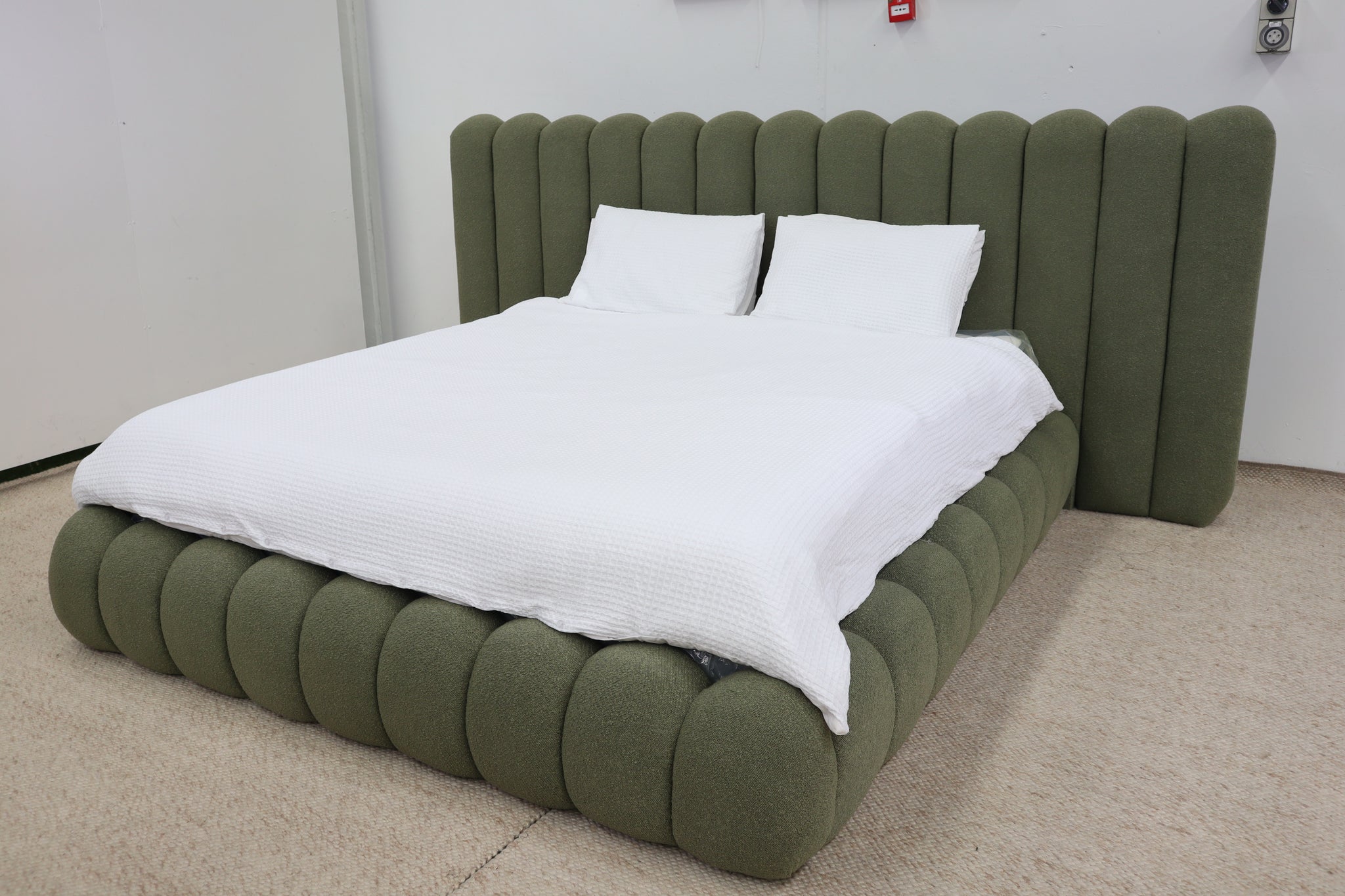 SHAE GREEN BOUCLE KING BED