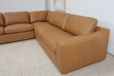 HAMILL TAN LEATHER CORNER LOUNGE
