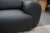 HAMISH BLACK LEATHER ELECTRIC CORNER LOUNGE SUITE