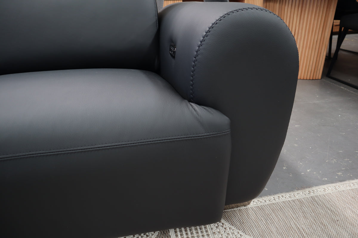 HAMISH BLACK LEATHER ELECTRIC CORNER LOUNGE SUITE
