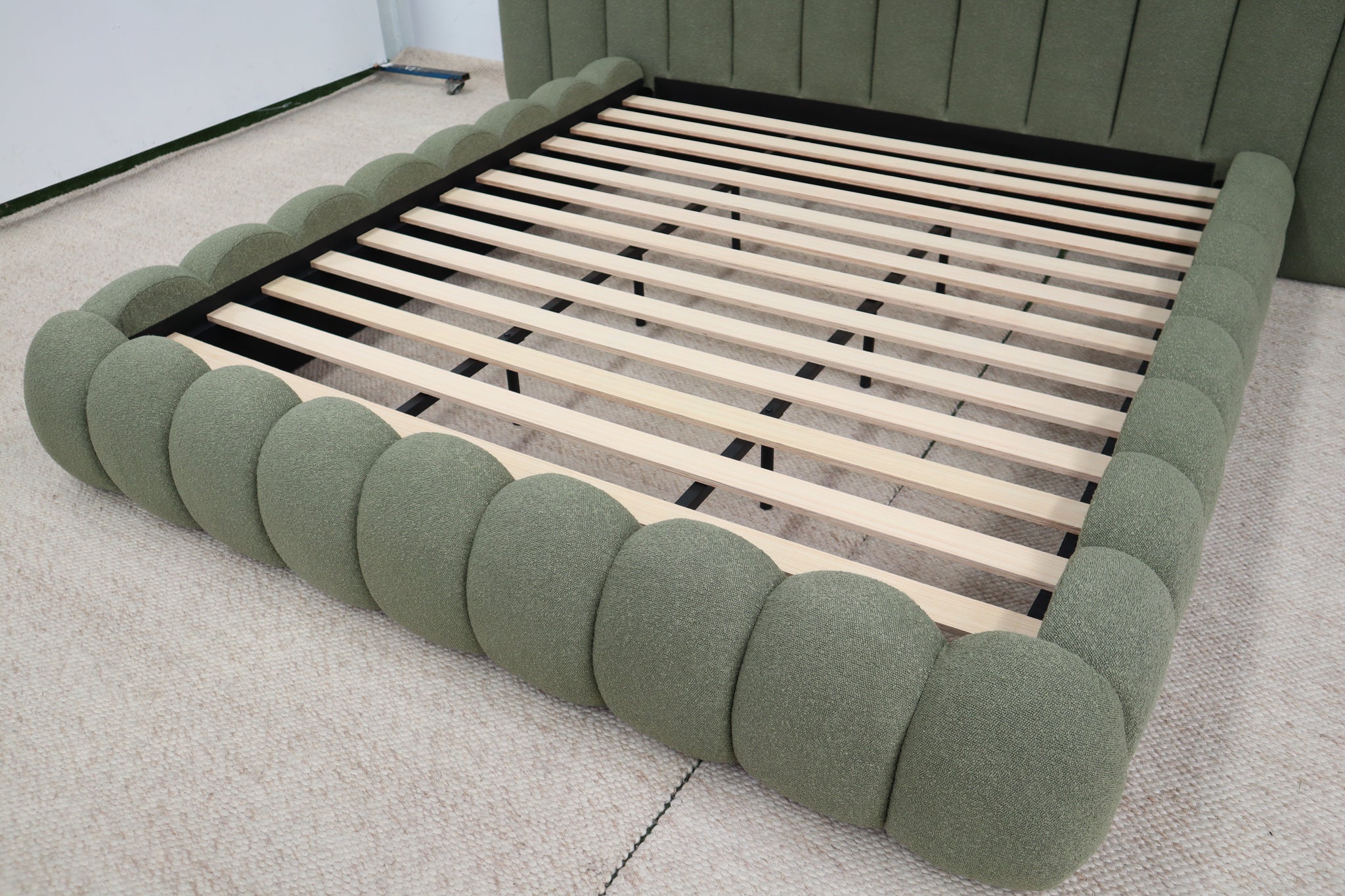 SHAE GREEN BOUCLE KING BED