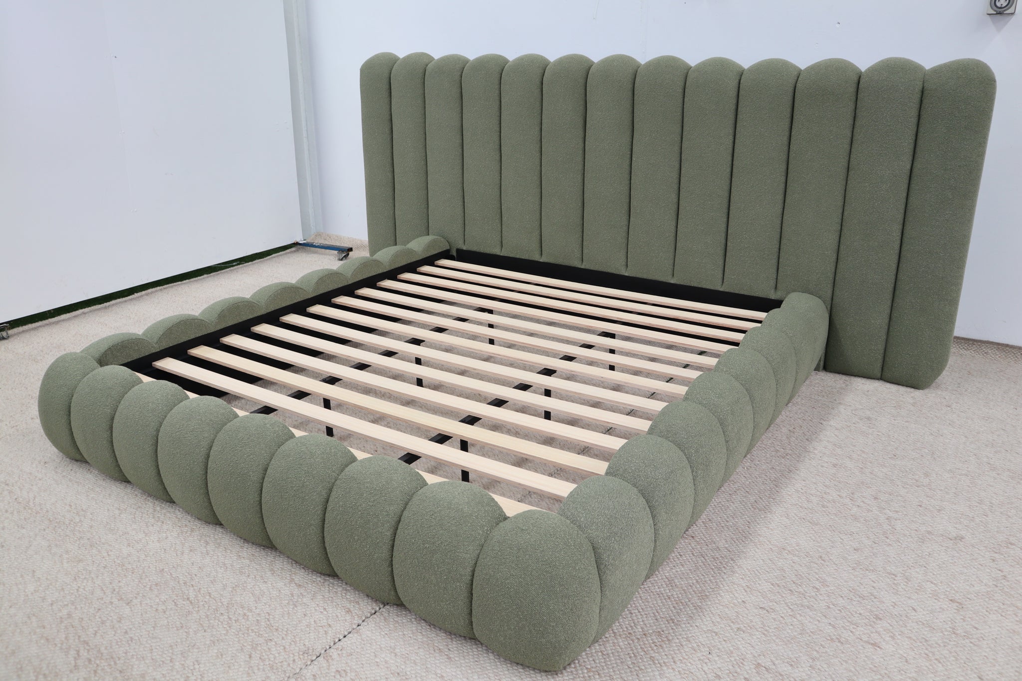 SHAE GREEN BOUCLE KING BED