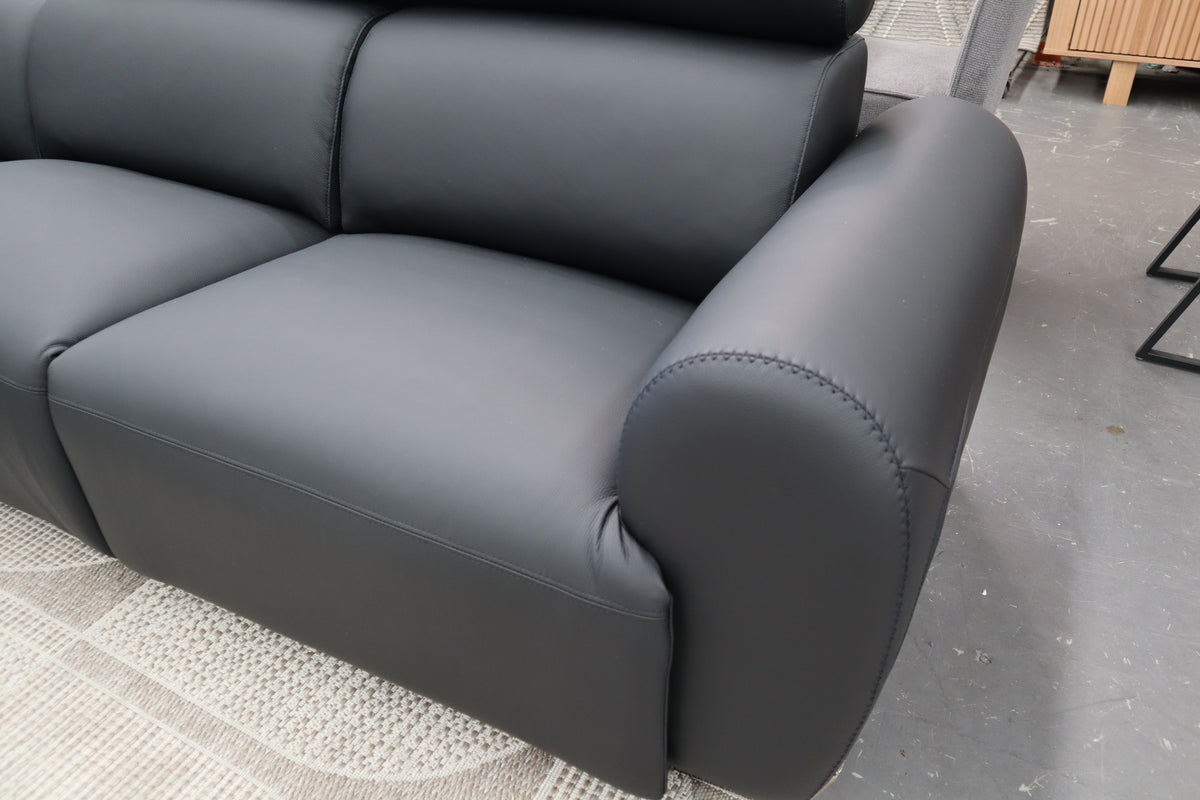 HAMISH BLACK LEATHER ELECTRIC CORNER LOUNGE SUITE