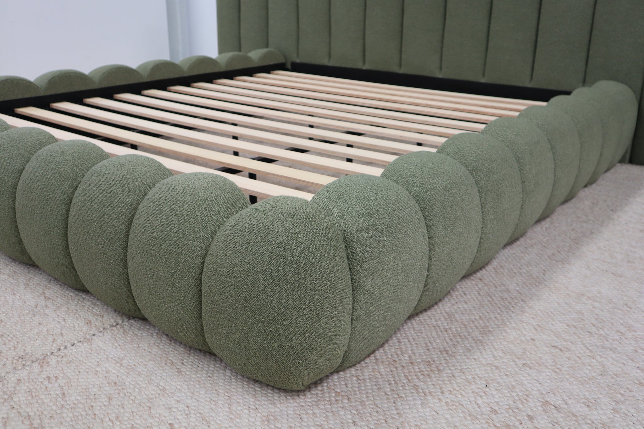 SHAE GREEN BOUCLE KING BED