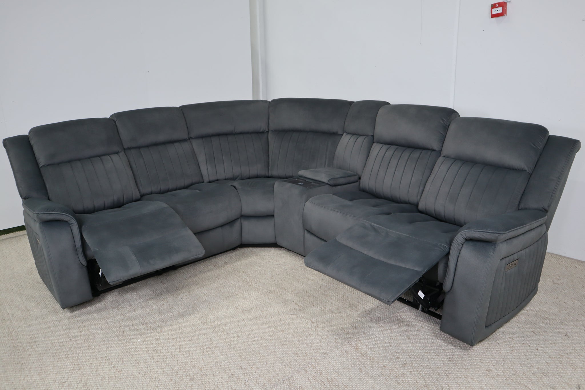 PAYTON DARK GREY FABRIC ELECTRIC CORNER LOUNGE