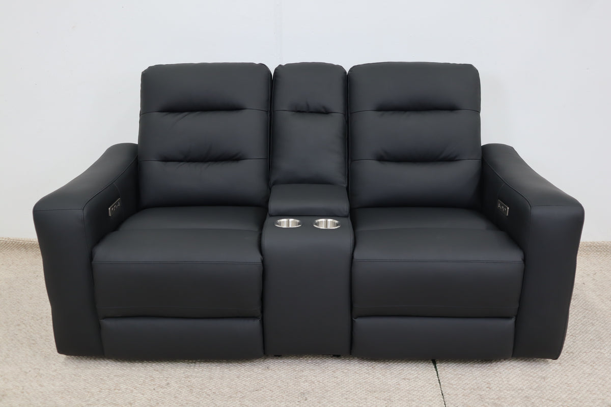 MELBOURNE BLACK LEATHER 2 SEATER
