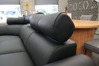 HAMISH BLACK LEATHER ELECTRIC CORNER LOUNGE SUITE