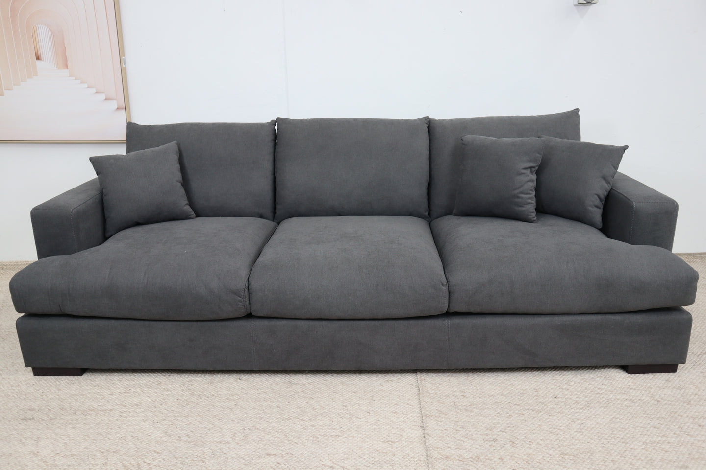 HALLE N6 DARK GREY FABRIC 3 SEATER