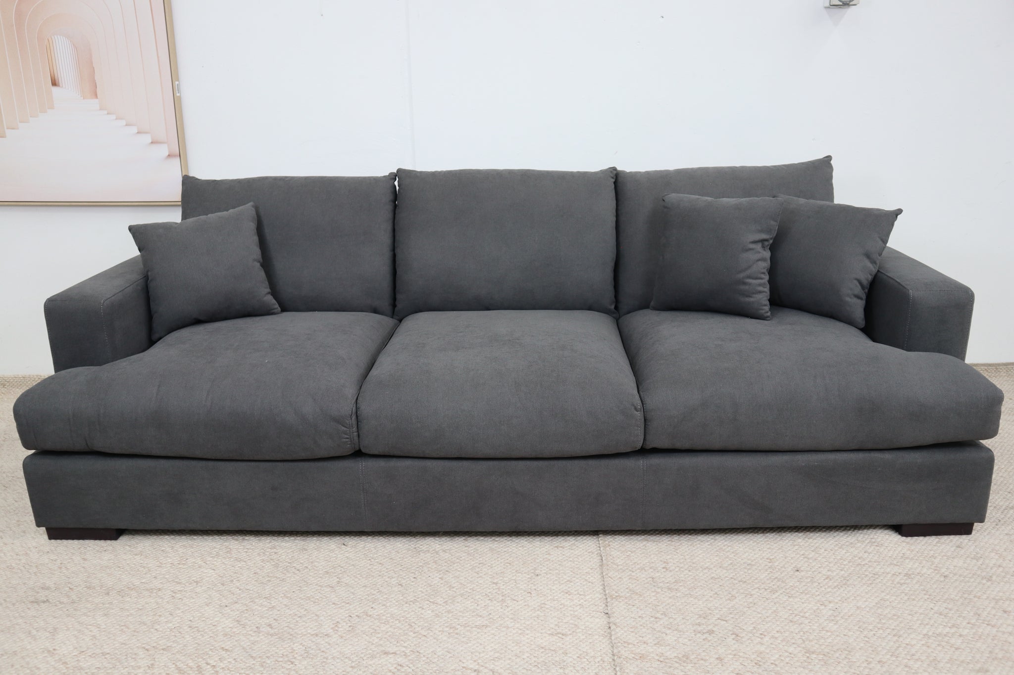 HALLE N6 DARK GREY FABRIC 3 SEATER
