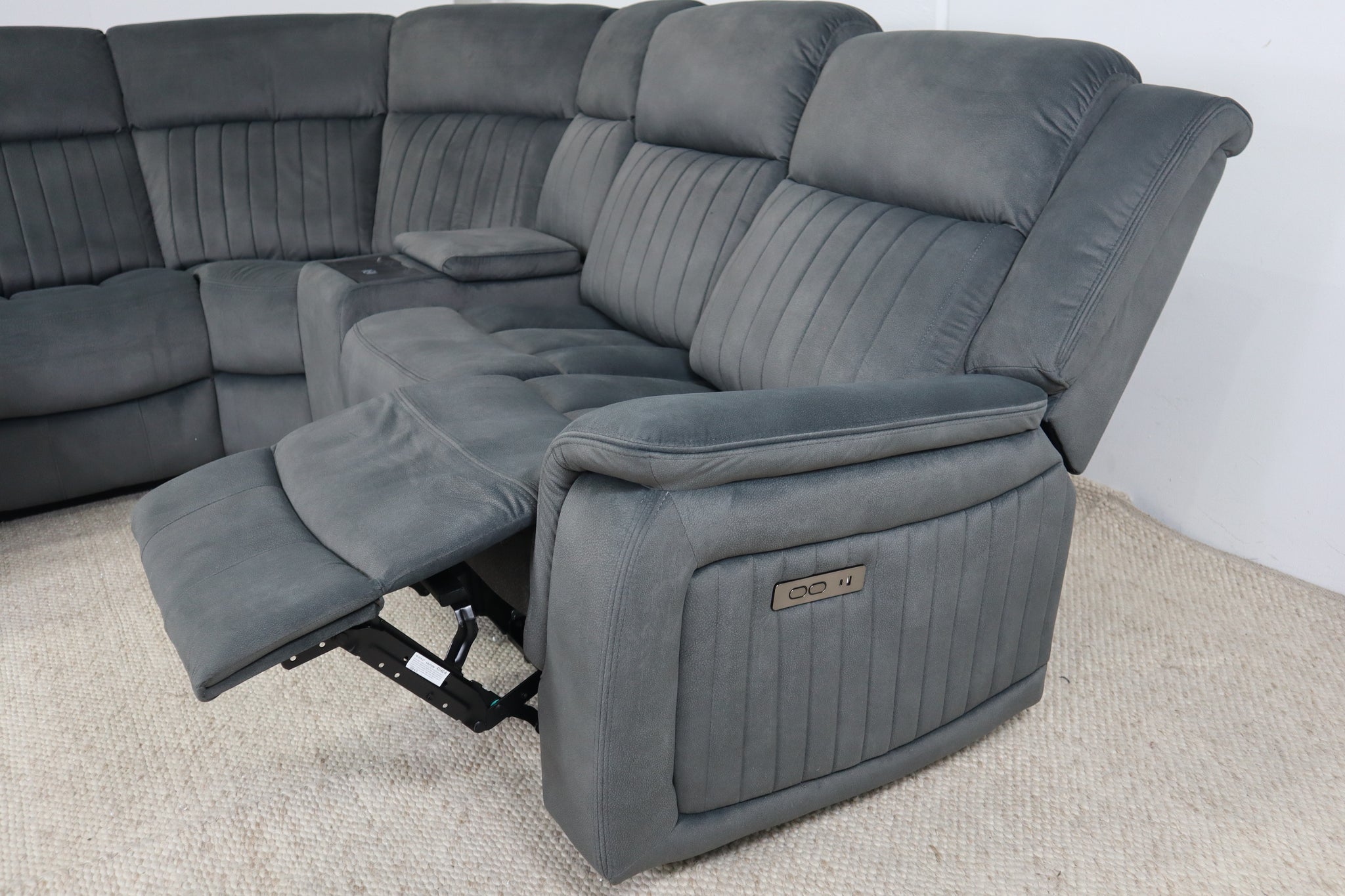 PAYTON DARK GREY FABRIC ELECTRIC CORNER LOUNGE