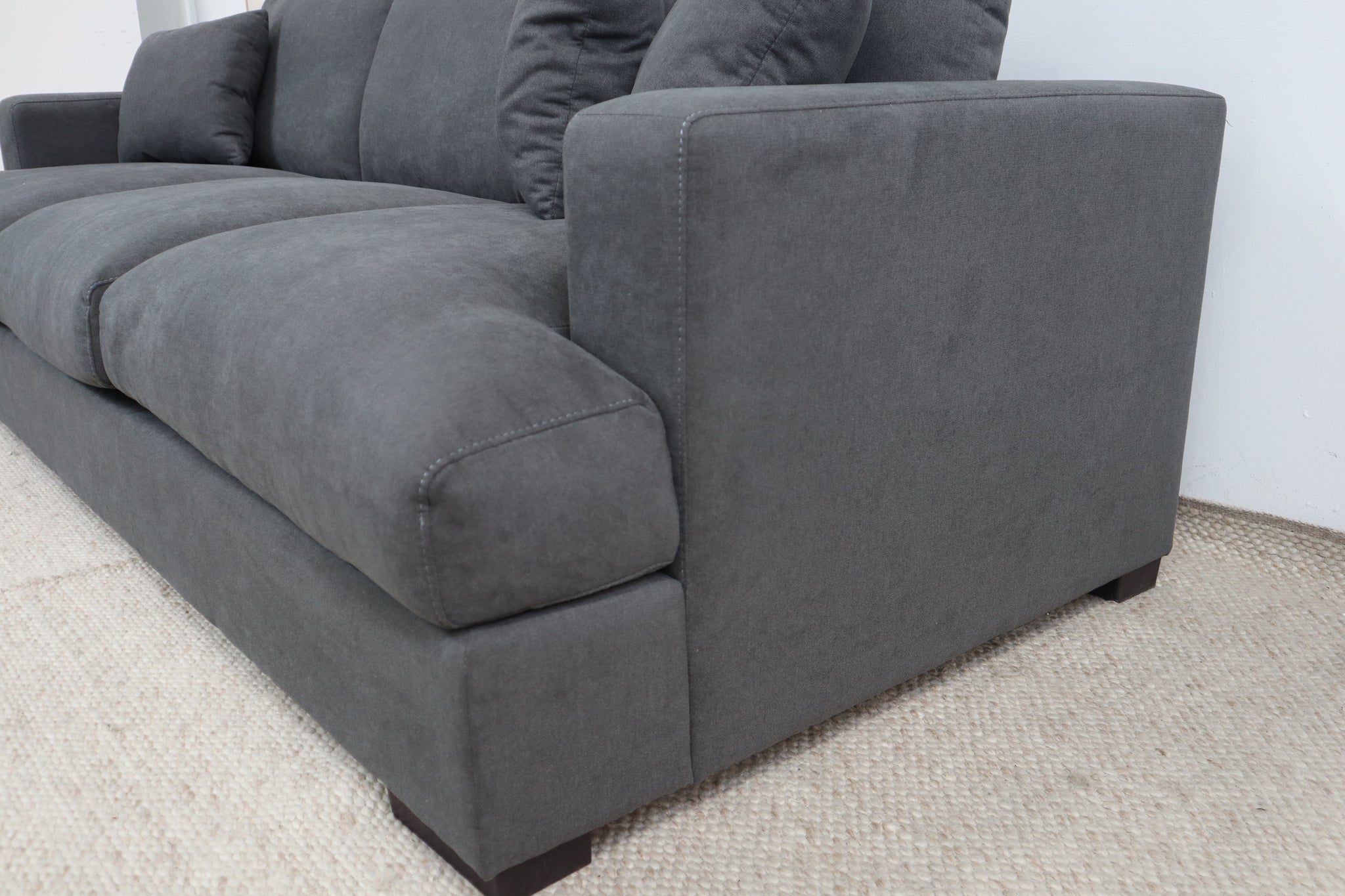 HALLE N6 DARK GREY FABRIC 3 SEATER